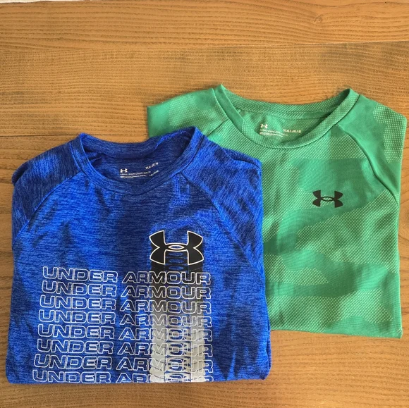 Under Armour Kids' Blue and Green Shirts - Picture 1 of 5